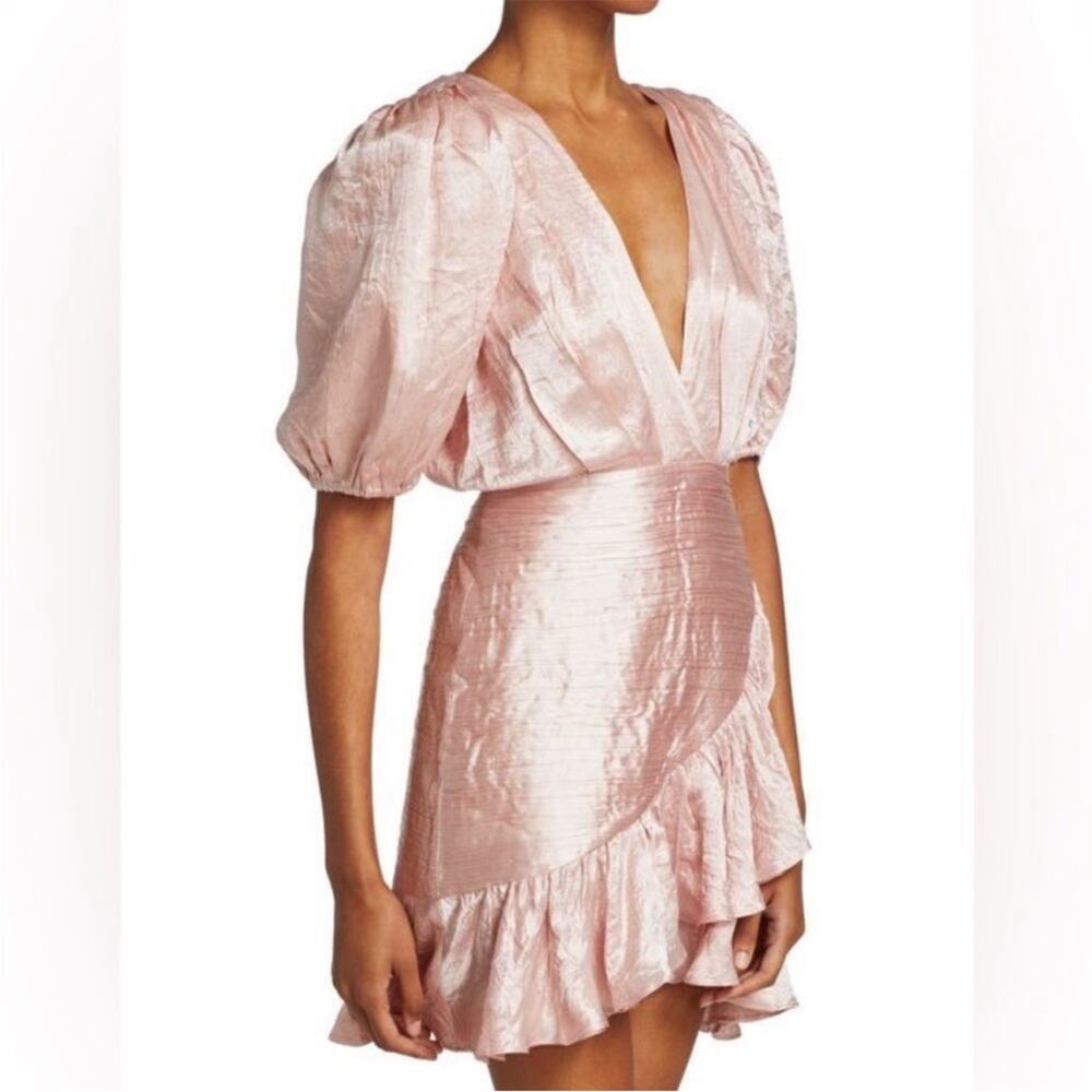 NWT‎ Ronny Kobo Mindy Puff Sleeve Mini Dress in Blush Size S